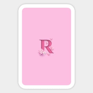 R Letter Personalized, Pink Minimal Cute Design, Birthday Gift, Christmas Gift Sticker